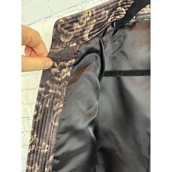 LINDA ALLARD ELLEN TRACY brown cotton silk quilted open front jacket blazer 8 - Picture 3 of 9